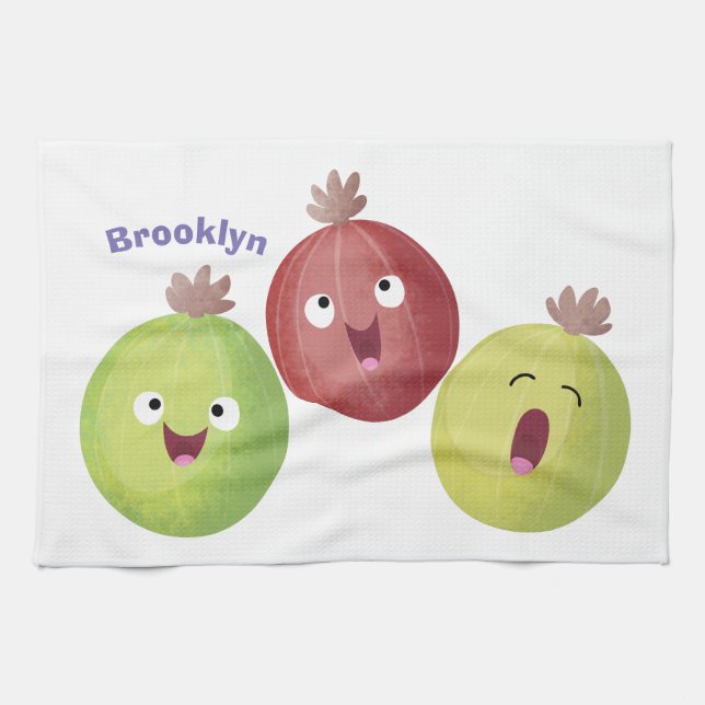 Linge De Cuisine Joli trio gooseberry chantant dessin animé (Horizontal)