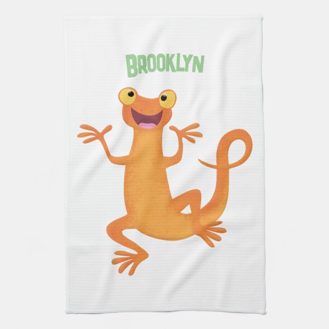 Linge De Cuisine Joli triton orangé joyeux (Vertical)