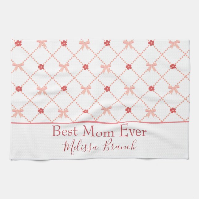 Linge De Cuisine Joli Vaches Rose Meilleure Maman Jamais (Horizontal)