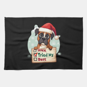 Linge De Cuisine Jolie chienne Boxer Chien Noël Joli J'ai fait de m