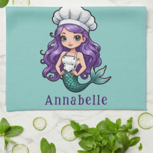 Linge De Cuisine Jolie cuisinière sirène aux cheveux violets