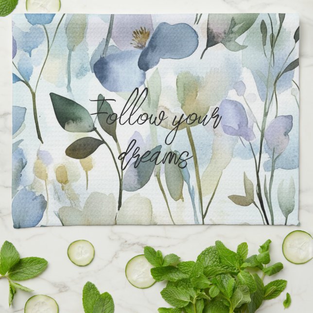 Linge De Cuisine Jolie Fête de Mariage Fleurs Violettes (Plié)