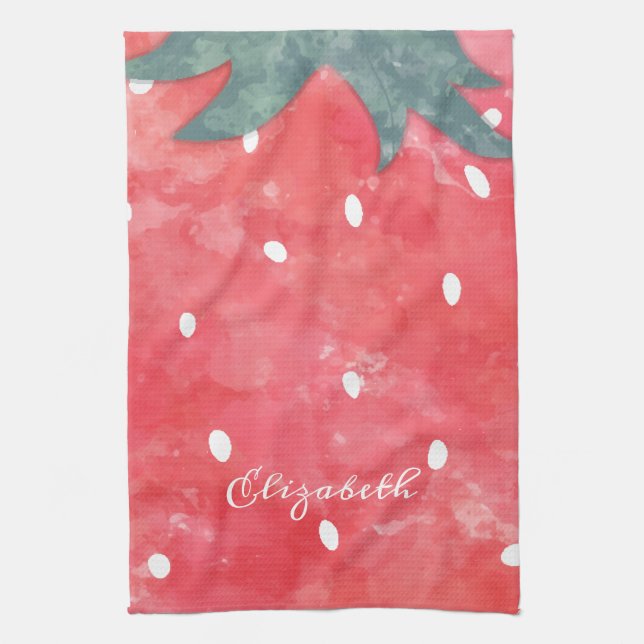 Linge De Cuisine Jolie fraise à l'aquarelle   (Vertical)