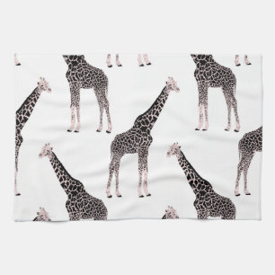Linge De Cuisine Jolie Giraffe noire blanche rose