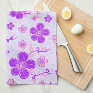 Linge De Cuisine Jolie impression florale violet et rose sur Lavend
