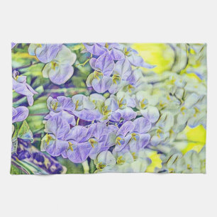 Linge De Cuisine Jolie orchidée jaune violet fleurs aquarelle