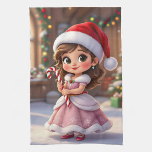 Linge De Cuisine Jolie petite princesse avec chapeau de Noël