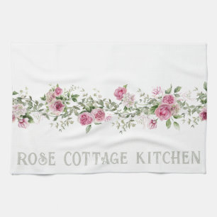 Linge De Cuisine Jolie Rose Florale Nom Personnalisé Cottage