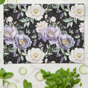 Linge De Cuisine Jolies Fleurs Blanches Violettes