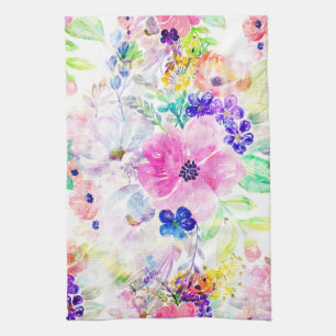 Linge De Cuisine Jolies Fleurs Boho Floral Aquarelle Design