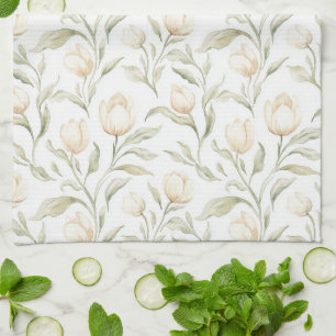 Linge De Cuisine Jolies fleurs de tulipes crème