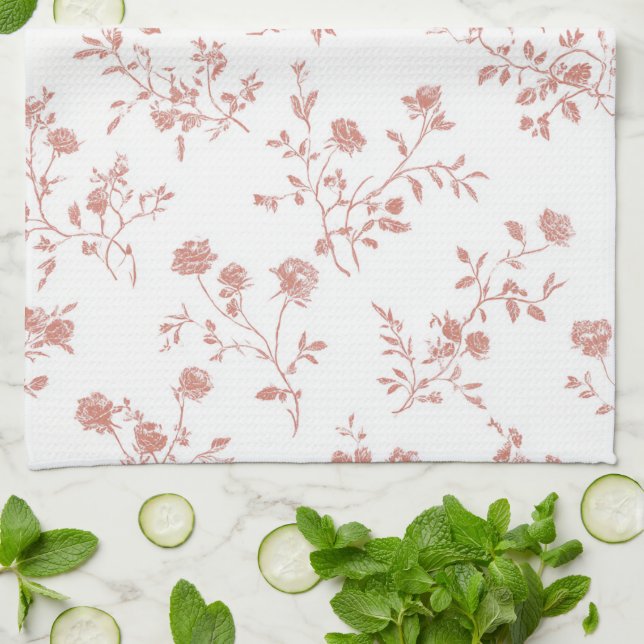 Linge De Cuisine Jolies Fleurs Roses (Plié)