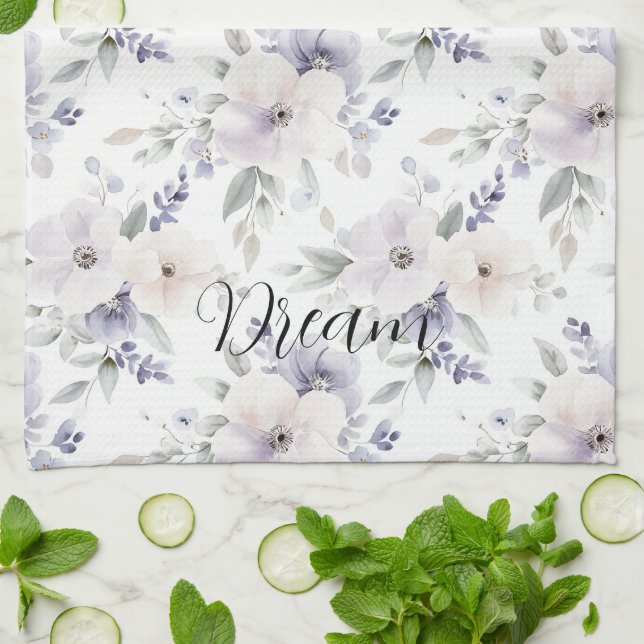 Linge De Cuisine Jolies Fleurs Violettes   (Plié)