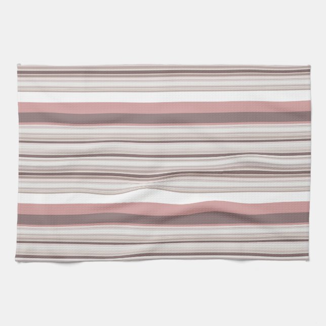 Linge De Cuisine Jolies rayures blanches marron (Horizontal)