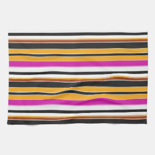 Linge De Cuisine Jolies rayures noires orange