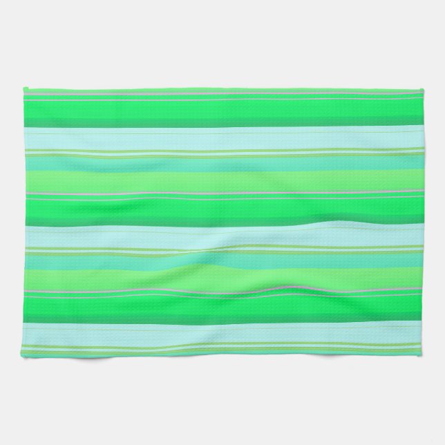 Linge De Cuisine Jolies rayures vert aqua (Horizontal)