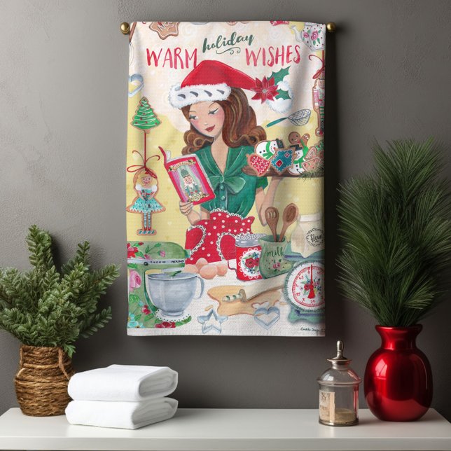 Linge De Cuisine Jolis biscuits de Noël Casse-Noisette Mme Santa fe (Chirstmas Nutcracker Backing Cookies Woman Kitchen Towel)