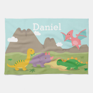 Linge De Cuisine Jolis Dinosaures Colorés Pour Enfants