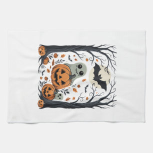 Linge De Cuisine Jolis fantômes d'Halloween et forêt de citrouilles