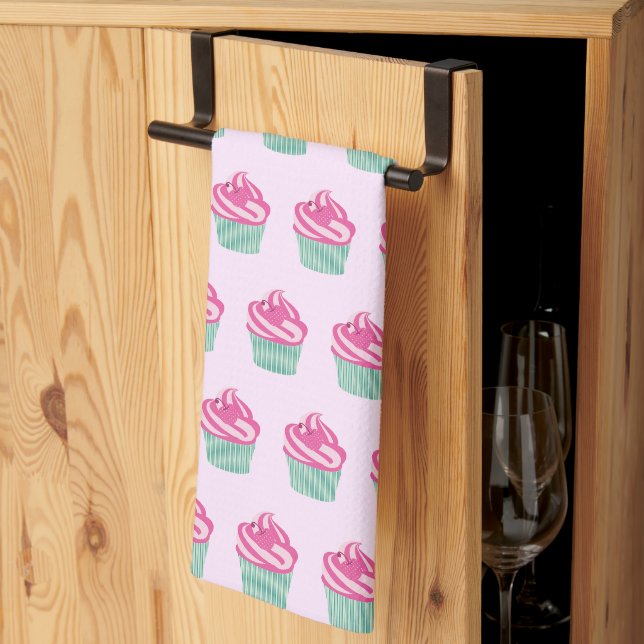 Linge De Cuisine Jolis gâteaux roses Motif rose pastel (Pliage en tiers)