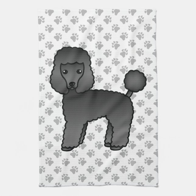 Linge De Cuisine Jouet noir Poodle mignon chien de dessin (Vertical)