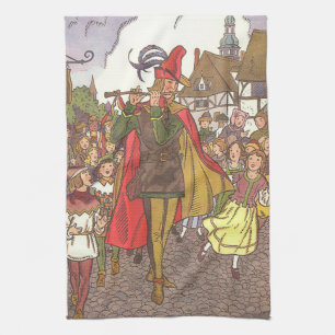Linge De Cuisine Joueur de flûte de Hamelin de conte de fées vintag