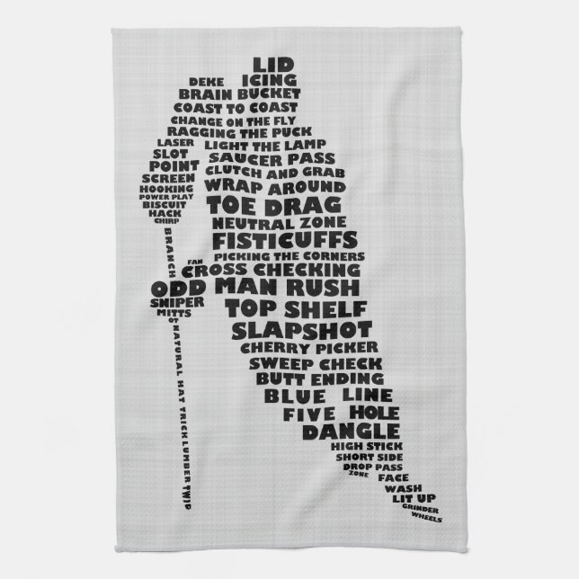 Linge De Cuisine Joueur de hockey sur glace Typographie Tea Towa (Vertical)