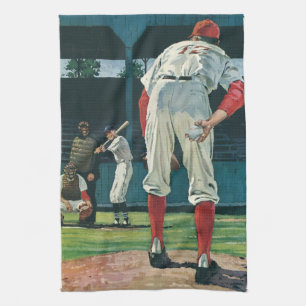 Linge De Cuisine Joueurs de baseball de sport vintage sur le montic