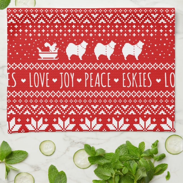 Linge De Cuisine Jour férié des Eskimo Dogs de Noël (Plié)