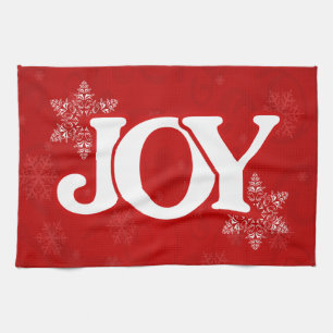 Linge De Cuisine JOY Élégant motif flocon de neige rouge Noël