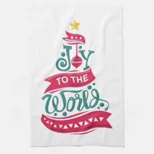 Linge De Cuisine Joy to the World Christmas Citation Typographie