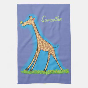 Linge De Cuisine Joyeuse girafe avec dessin animé de papillons