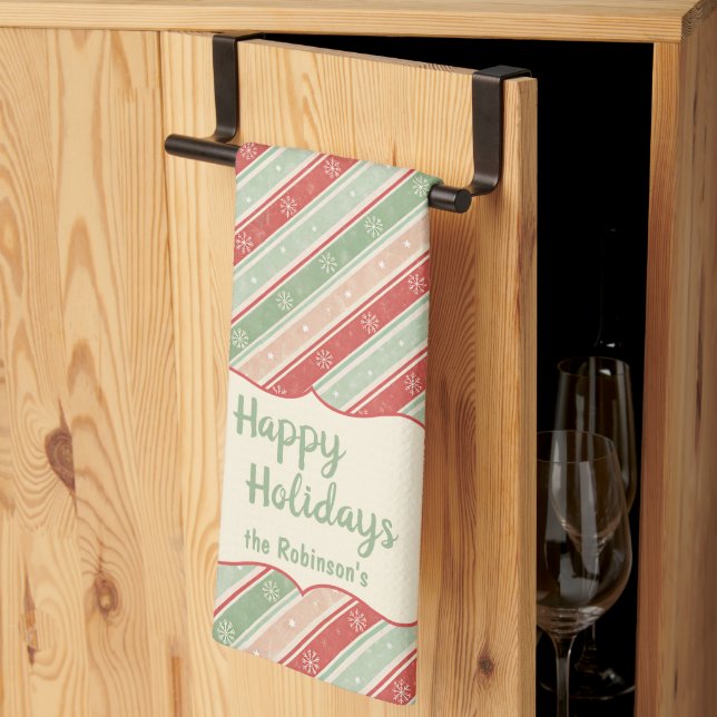 Linge De Cuisine Joyeuses Fêtes Famille Nom Noël (Pliage en tiers)