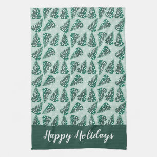 Linge De Cuisine Joyeuses fêtes Noël Arbre Snowflakes Green