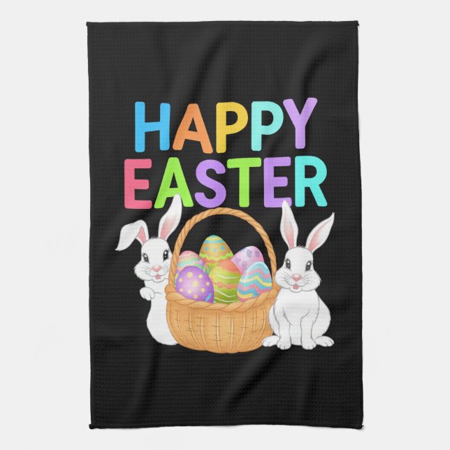Linge De Cuisine Joyeuses Pâques 2025  Œufs Lapin Mignon (Vertical)
