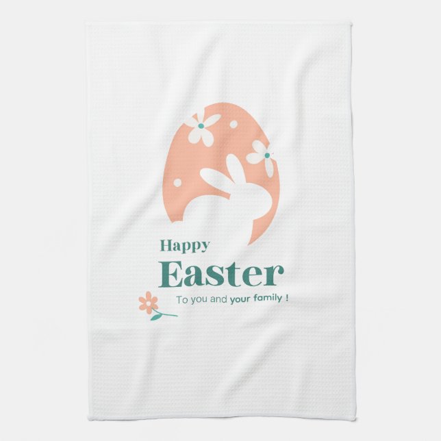 Linge De Cuisine Joyeuses Pâques – Lapin & Œuf Décor Floral (Vertical)