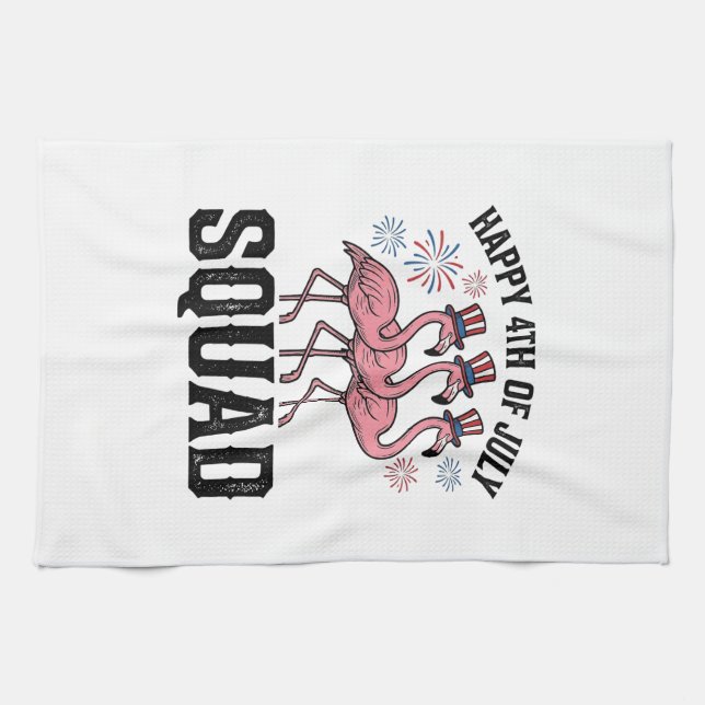 Linge De Cuisine Joyeux 4 juillet Flamingo Squad Vector Design_1 (Horizontal)