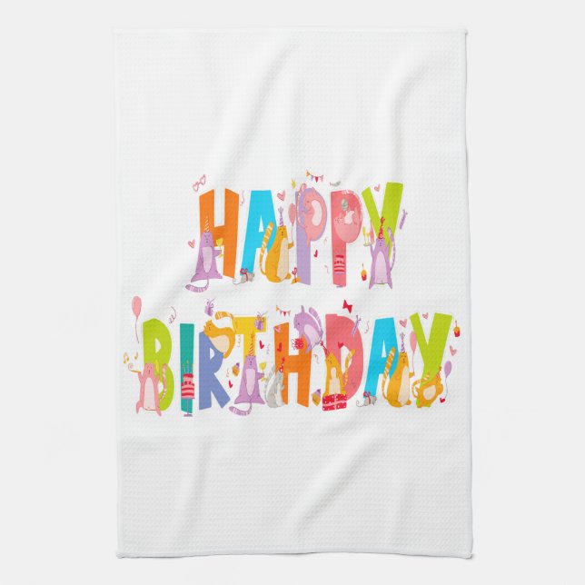 Linge De Cuisine Joyeux anniversaire Funny Amoureux des chats Anniv (Vertical)