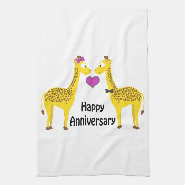 Linge De Cuisine Joyeux anniversaire Giraffes (Vertical)