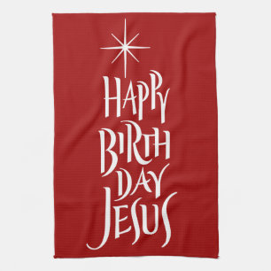 Linge De Cuisine Joyeux anniversaire Jésus Christian Calligraphie S