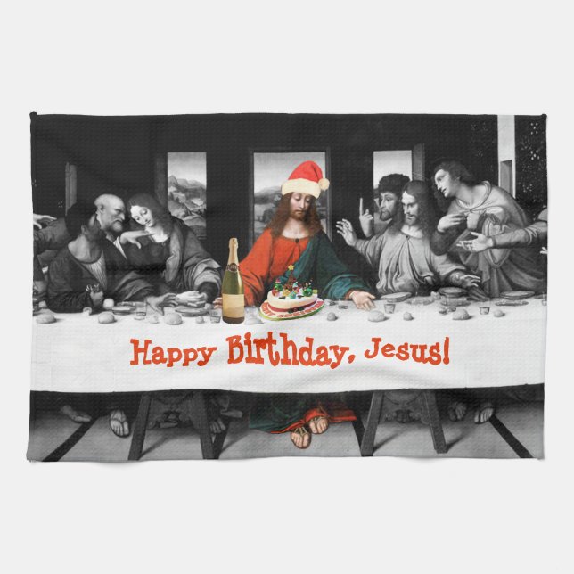 Linge De Cuisine Joyeux anniversaire, Jésus ! Noël drôle (Horizontal)