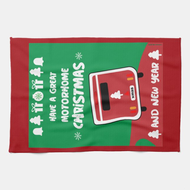 Linge De Cuisine Joyeux Camping Motorhom Noël (Horizontal)