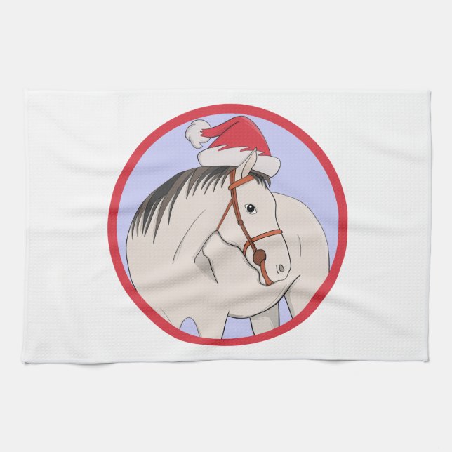 Linge De Cuisine Joyeux Cheval de Noël (Horizontal)