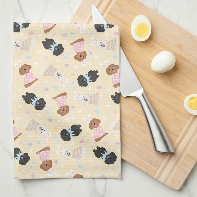 Linge De Cuisine Joyeux Chiens de Pâques (Quart Plié)