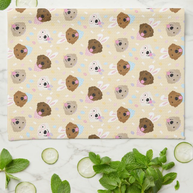 Linge De Cuisine Joyeux Chiens de Pâques (Plié)