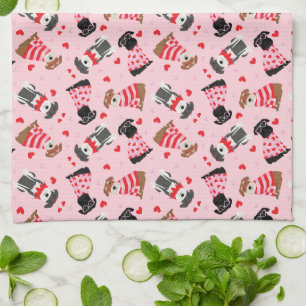 Linge De Cuisine Joyeux Chiens Schnauzer de la Journée des Valentin