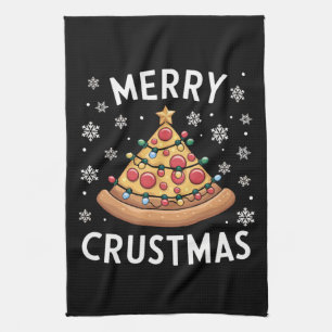 Linge De Cuisine Joyeux Crustmas Pizza Noël Arbre de Noël Cadeaux