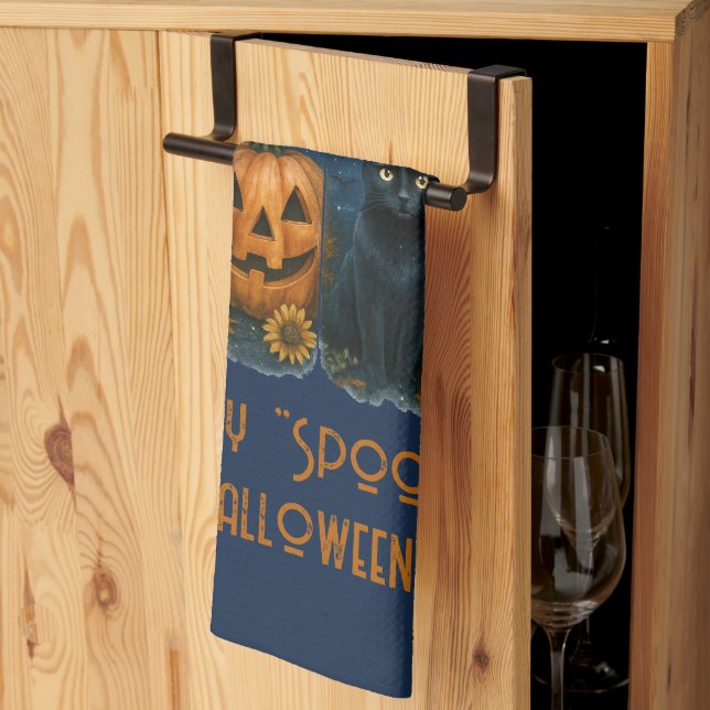 Linge De Cuisine Joyeux "Éffrayant" Halloween Citrouille Fantôme Ch (Pliage en tiers)