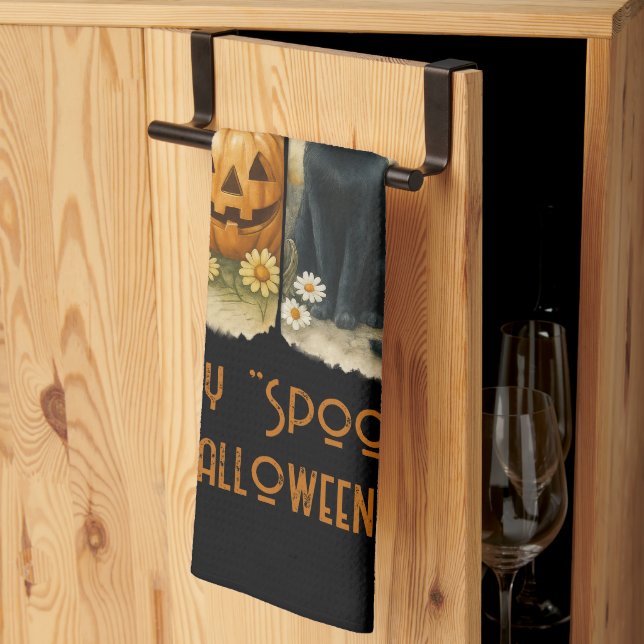 Linge De Cuisine Joyeux "Éffrayant" Halloween Citrouille Fantôme Ch (Pliage en tiers)