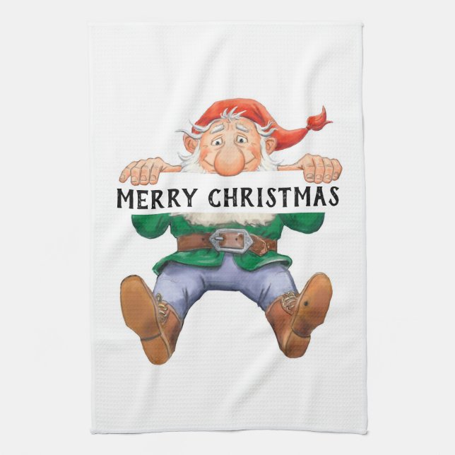 Linge De Cuisine Joyeux elfe de Noël (Vertical)